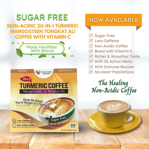 When Coffee is Life but You are Acidic: Heaven's Heart Sugar Free Non-Acidic Turmeric Coffee is the Answer!