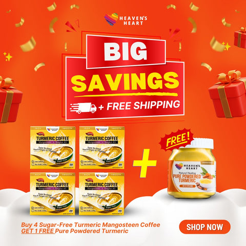 4 Boxes Sugar Free Non-Acidic Turmeric Coffee + 1 Free Bottle Pure Powdered Turmeric + Free Shipping Nationwide